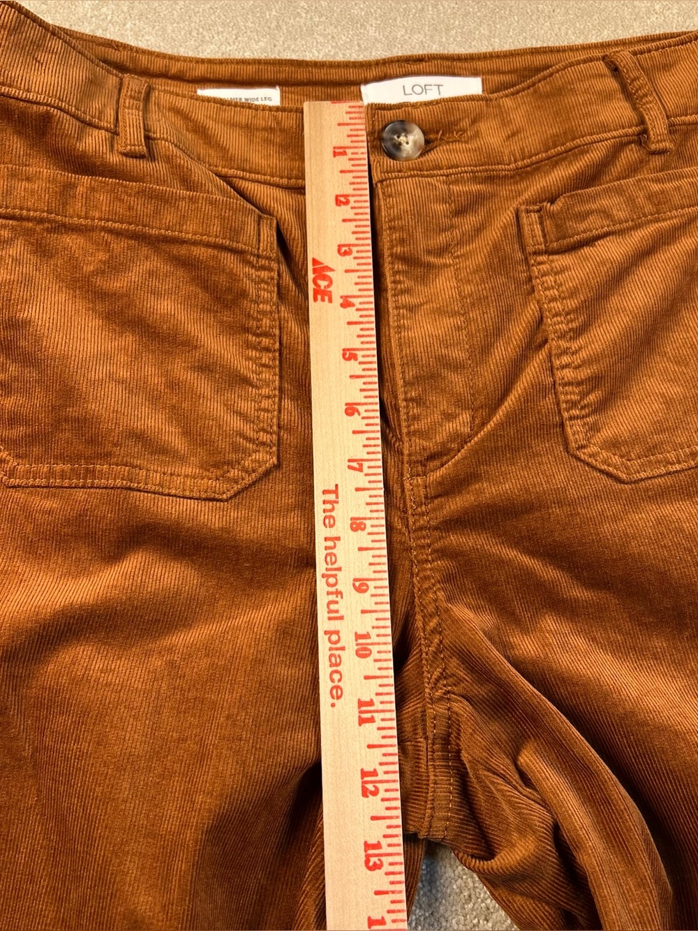 Loft The Palmer Wide Leg Corduroy Pants Patch Pocket Front Brown Women's 10 - Picture 8 of 10